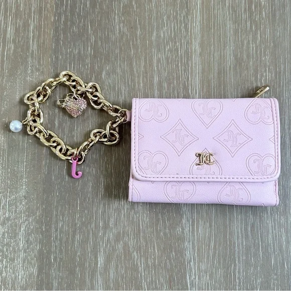 NWT Juicy Couture Top Notch trifold wallet wristlet w gold chain & charms - Picture 7 of 10